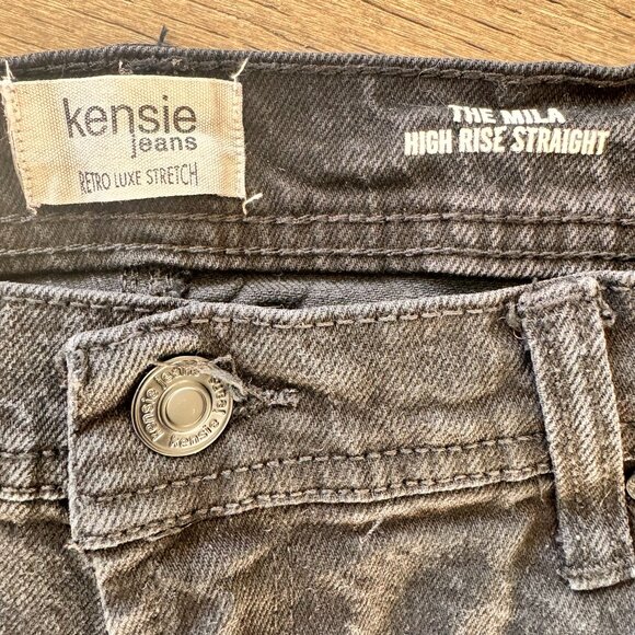 Kensie Mila High Rise Straight Jeans Black - Picture 5 of 9